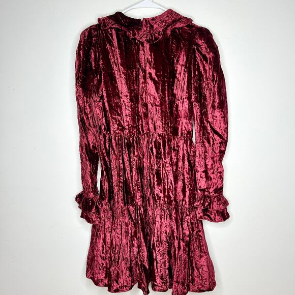 NWT Batsheva Crushed Velvet Peter Pan Collar Midi Dress - Picture 6 of 6